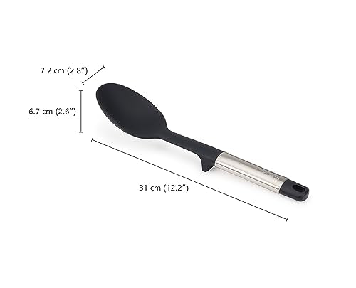 Joseph Joseph Elevate Silicone Solid Spoon, BPA Free, Heat Resistant Non Stick Kitchen Utensil, Weighted Stainless Steel Handle - style: Spoon
