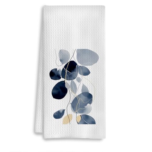 Abstract Boho Kitchen Towels - Navy Blue Boho Dish Towels for Kitchen, Mid Century Modern Decor, Modern Kitchen Decor, 16x24 Inch - color: 1- Abstract Towels
