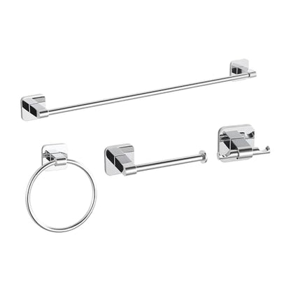 Bathroom Accessories Set, 4 Pieces Bathroom Hardware Set, 24 inch Towel Bar, Towel Racks, Robe Towel Hooks, Toilet Paper Holder Wall Mounted Or Self-Adhesive,Stainless Steel and Plastic (Chrome) - color: Chrome