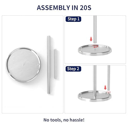 Jesginboo Paper Towel Holder Countertop, Silver Kitchen Paper Towels Holder, Paper Roll Holder with Weighted Base - color: Silver