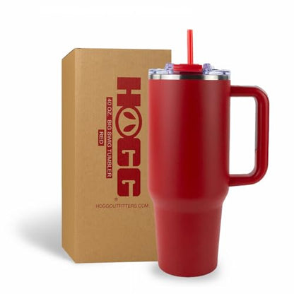 Hogg Big Swig 40oz Tumbler with Handle and Straw - Red, 40 oz Tumbler, Insulated Cup with Handle, 40oz Water Bottle with Straw, Thermal Cups, Leak Proof Lid, Travel Mugs, Stainless Steel - color: Red