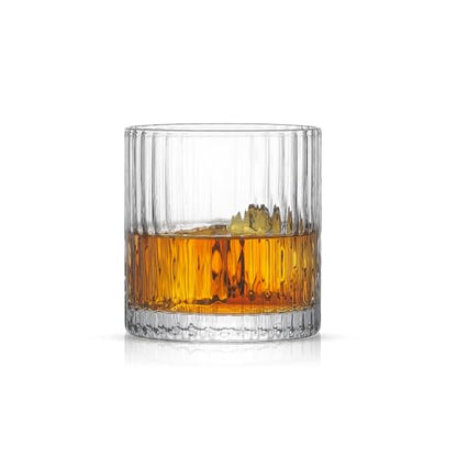 JoyJolt Elle 10oz Double Old Fashioned Whiskey Glasses - Set of 2, Lead-Free Glassware, Dishwasher Safe, Vintage Style Drinking Glasses - style: Whisky Glasses