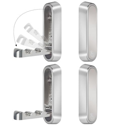 4PCS Foldable Wall Hooks, Heavy Duty Zinc Alloy Folding Wall Hooks, Folding Coat Hooks Wall Mount Bathroom Foldable Towel Hooks for Hanging Clothes, Bags, Hats, Bathrobes, Keys and Kitchen (Silver) - color: Silver, size: 4 Hooks