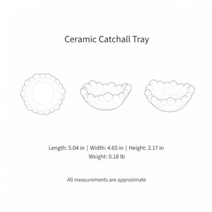 Ceramic Catchall Tray with Bubble Design, Compact Storage Bin for Keys and Jewelry on Vanity or Entryway (1 PC) - color: White