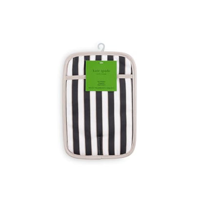 kate spade new york Botanical Stripe Pot Holder 2-Pack Set, 7" x 10", Black/Beige - color: Black/Beige