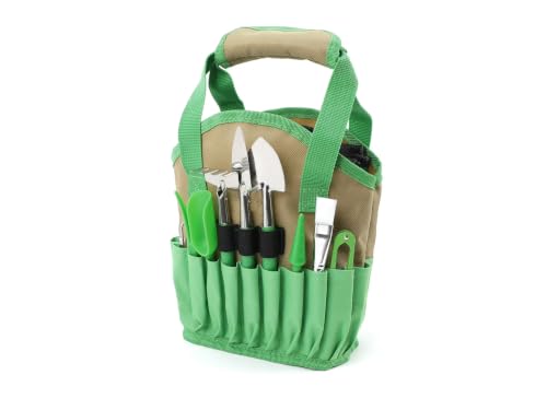 14-Piece Indoor Gardening Tool Set, Stainless Steel Mini Garden Tools with Waterproof Tarp Mat & Tote Bag for Succulents, Potting, Transplanting & Plant Care