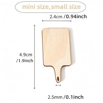 30 Pcs Mini Wooden Cutting Board with Handle,Unfinished Blank Cutting Board | Wood Paddle Chopping Board Small Kitchen Serving Board for Kitchen DIY Decor