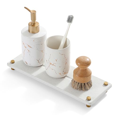 Water Absorbing Stone Sink Caddy Kitchen Sink Organizer Tray, Diatomite Bathroom Counter Tray, Gold Faucet Drying Mat Coaster Soap Dish Rack Riser Dispenser Sponge Holder, Beige 12.5" x 4.5" - color: 12.5"x 4.5" - Beige - Gold