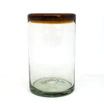 Amber Rim 14 oz Drinking Glasses (set of 6), Recycled Glass, Lead-free, Toxin-Free (Drinking) - style: 14 oz Drinking