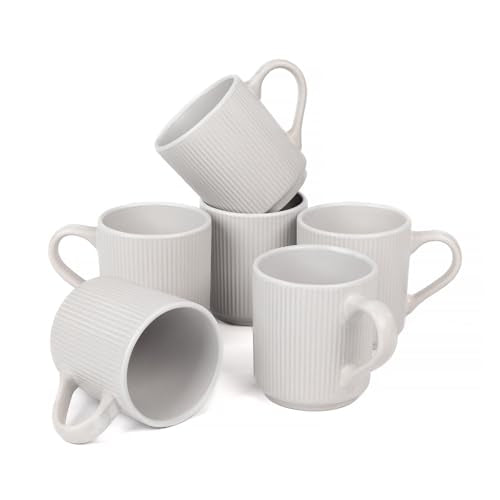 OTAGO Coffee Mugs for 6, 12 oz Mug Set, OTAGO Porcelain Cup Set Matte Reactive, Dringking Cup with Handle for Coffee, Tea, Cocoa, Milk, Yellow - color: White, size: 6 Pieces