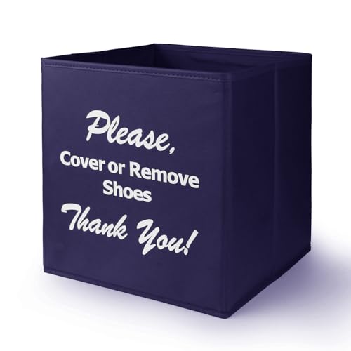 Opret Large Shoe Cover Box Blue, Real Estate Agent Supplies, Disposable Shoe Cover Dispenser Box for Open House, Please Cover or Remove Shoes, Foldable Storage Bin for Bootie - color: Blue