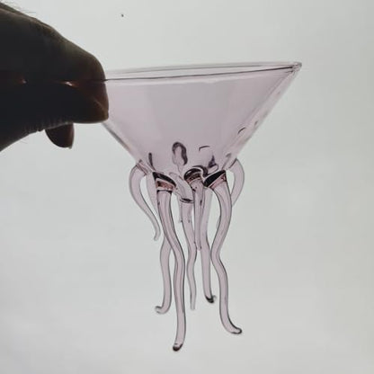 GAOGAO Octopus Cocktail Glass Creative Martini Drinkware Bar Goblet Snifters (250ML pink glass) - color: Pink (250ml), size: 8.5 Ounces