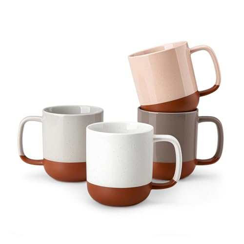 MALACASA Ceramic Coffee Mugs Set of 4, 11oz Coffee Cups, Modern Farmhouse Mugs for Coffee, Latte, Tea, Hot Chocolate, Cappuccino, Milk, Microwave & Dishwasher Safe, Multicolor, Series TARA - color: Multicolor, size: 11 Oz