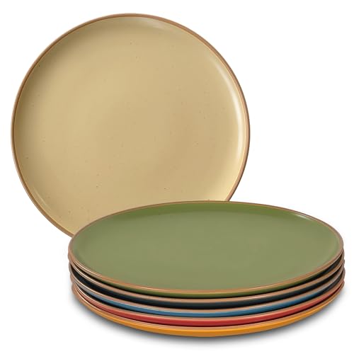 Mora Ceramic Artisan Matte Dinner Plates Set of 6, 10 inch Dish Set - Microwave, Oven, and Dishwasher Safe, Scratch Resistant, Modern Rustic Dinnerware- Kitchen Porcelain Serving Dishes - color: Artisan Matte