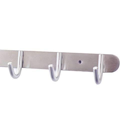 Coat Hook Rack with 8 Round Hooks - Premium Modern Wall Mounted - Ultra durable with solid steel construction, Brushed stainless steel finish, Super easy installation, Rust and water proof - style: 8 Round Hooks