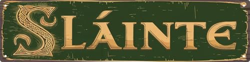 Vintage Irish Slainte Cheers Metal Sign 4x16 In Retro Beer Wall Decor For Man Cave Bar And Home Metal Outdoor Decor - color: Slainte