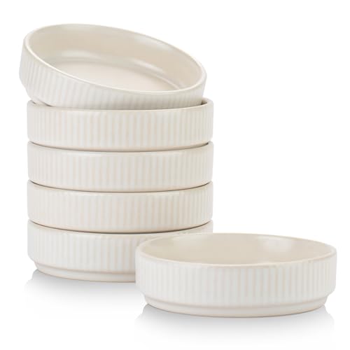 famiware Ceramic Soy Sauce Dish, 4oz Dipping Bowls Set of 6, Matte White | Individual Dip Sauce Cups/Dishes/Plates, Small Serving Bowls for Side Dishes, Condiments, Sushi, Appetizers, Reactive Glaze - color: Matte White, size: 6pcs