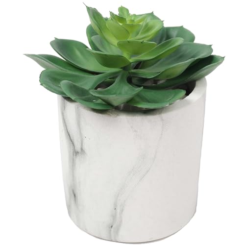 4.75" Set of Assorted Succulent Artificial Plants w/Fake Marble Pots -Green/Burgundy