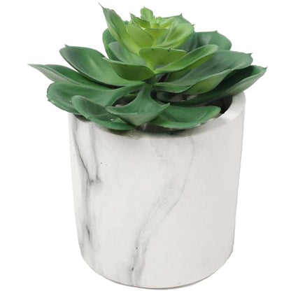 4.75" Set of Assorted Succulent Artificial Plants w/Fake Marble Pots -Green/Burgundy