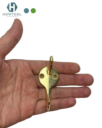 Coat Hooks for Wall Hanging Heavy Duty Wall Mounted Brass Plated, 5 Pack - color: Brass