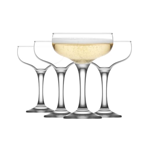 LAV Small Champagne Coupe Cocktail Glasses Set of 4 - Margarita, Martini, Wine, Cute Vintage Glassware - 7.9 oz - Elegant Classy Birthday, Bachelorette Party Gift, Bride, Champagne Tower, Home, Bar - style: Coupe Glasses