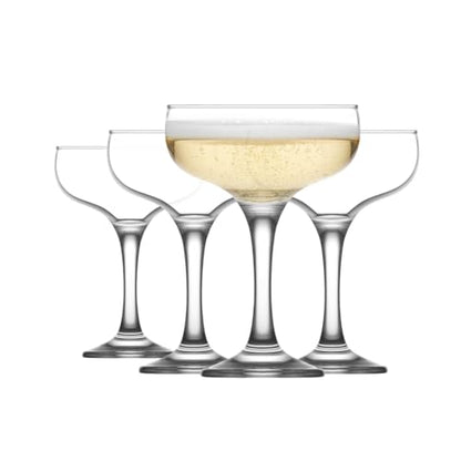 LAV Small Champagne Coupe Cocktail Glasses Set of 4 - Margarita, Martini, Wine, Cute Vintage Glassware - 7.9 oz - Elegant Classy Birthday, Bachelorette Party Gift, Bride, Champagne Tower, Home, Bar - style: Coupe Glasses