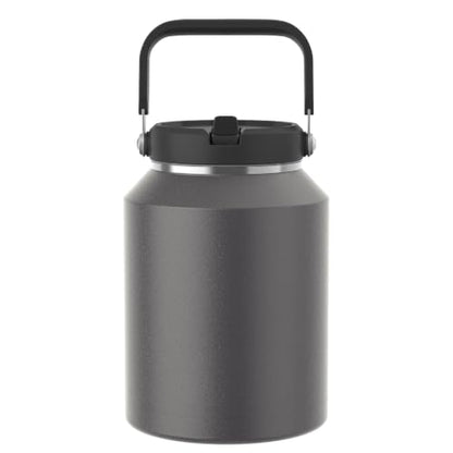 64 oz Insulated Water Bottle with Flip Straw, Vacuum Insulated | Stainless Steel Half Gallon Jug with Top Handle, Leak-Proof Lid, Sweat-Free, Wide Mouth, Keeps Ice Cold up to 34 Hours - color: Charcoal Gray, size: 64 Ounces