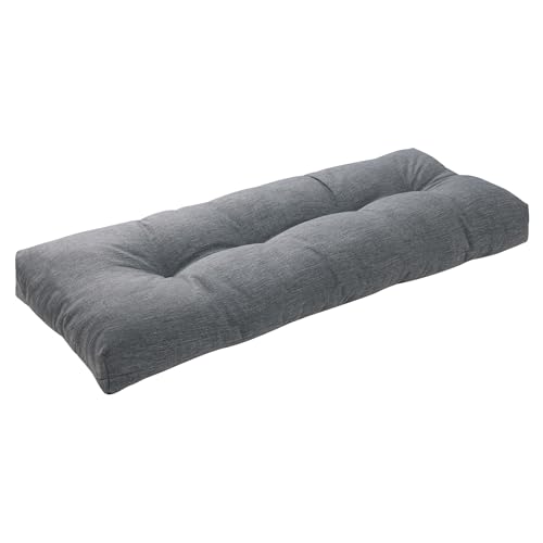 Indoor Outdoor Bench Cushion 48"x18", Non-Slip Patio Furniture Seat Pads, Waterproof Overstuffed Tufted Loveseat Cushion with Round Corner for Window, Swing, Garden, Porch-Heathered Grey - color: Heathered Grey, size: 48 x 18 x 5 In