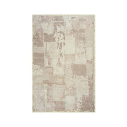 GLN Rugs Bohemian - Troy - Machine Washable Area Rug, Boho Washable, Non Slip, Low Pile Chenille Area Rug, Entryway, Hallway, Kitchen Rug - Easy Clean (2' x 3' Abstract Tan) - color: Abstract Tan, size: 2' x 3' (Rectangular)