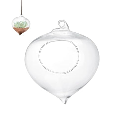 Hanging Glass Planter, 3.7x4.7in Teardrop Rope Terrarium, Transparent Hydroponic Vase for Indoor Herb Garden, Easy to Hang Air Plant Holder, Home Decoration