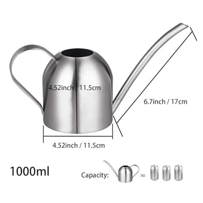 IMEEA Indoor Watering Can for House Plants 33oz/1L Brushed Stainless Steel Watering Can with Long Spout for Succulents, Bonsai - color: 33oz (Silver)