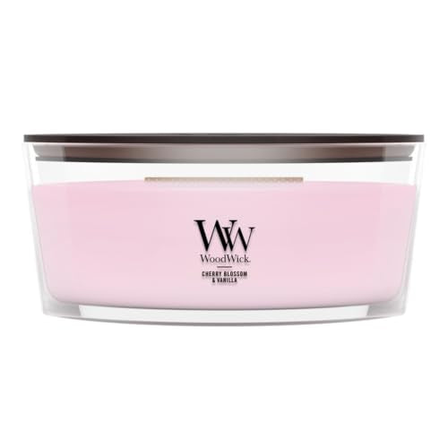 WoodWick Cherry Blossom & Vanilla Scented Ellipse Candle - color: Cherry Blossom & Vanilla, size: 16oz