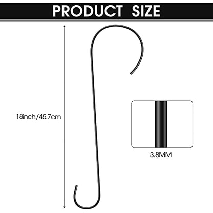 Hotop 6 Pieces Heavy Duty Big S Hooks Bird Feeder Garden Rustproof Stainless Steel Hook for Tree Branch, Kitchen, Bird House, Plants, Baskets, Lanterns and Bicycles(18 Inch,Black) - color: Black, size: 18 Inch