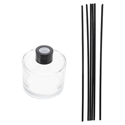 1set Glass Bottles Reed Diffuser Bottle Black Rattan Sticks Refillable Perfume Diffuser for Home Car Living Room Decor and Spa