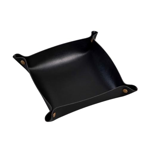 Key Tray Leather Key Holder Bowl for Entryway Table, Key Perfume Jewelry Dish Trays for Entryway Table Home Decoration Porch Ornaments PU Coin Change Watches and Candy Trays (Black,Large) - color: Black, size: Large
