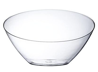 5 Pack White Angled Plastic Serving Bowl Disposable for Party Table 54oz | Angled Bowl Design. Chip, Candy, Salad & Fruit Use. Disposable Party Tableware. Buffet & Wedding Serving. White Plastic. - color: Clear, size: Large 54 OZ