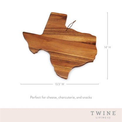 Twine Texas-Shaped Acacia Wood Cheese Board - Durable Cheese, Charcuterie and Serving Platter with Hanging Loop, Perfect for Entertaining and Kitchen Décor, Texas Cutting Board, Set of 1 - style: Texas Cheese Board