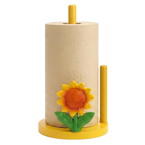 Sunflower Paper Towel Holder Yellow Sunflower Kitchen Decor Countertop Toilet Paper Towel Stand 12.5 Inch Resin Decorative Funny Gifts for Women Bathroom, Kitchen, Farmhouse Vintage Decor - style: Sunflower