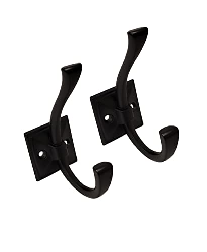 Coat and Hat Hook, Zinc Die Cast, Matte Black, 2 Pack, Made in Taiwan - color: Matte Black, size: 2 Pack