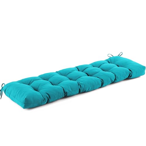 IASEAHK Outdoor Bench Cushion 48x18x5 Inch, Waterproof & Fade-Resistant Patio Furniture Cushions, Tufted Memory Foam Indoor/Outdoor Cushions for Couch Porch Swing with Non-Slip Backing & Straps, Teal - color: Teal, size: 48x18x5 Inch