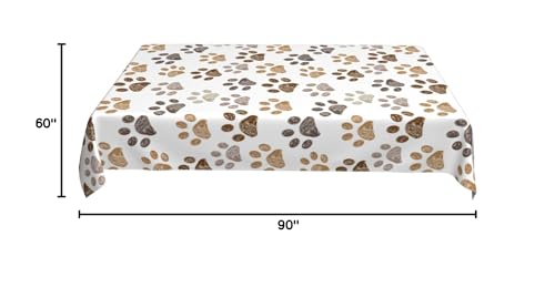 Worltoldb Dog Paw Print Tablecloths - Polyester Rectangular Table Cover - 90" x 60" - White - Animal Print, Formal - All-Season - Water Resistant, Durable - Wedding - color: White15