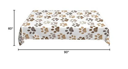 Worltoldb Dog Paw Print Tablecloths - Polyester Rectangular Table Cover - 90" x 60" - White - Animal Print, Formal - All-Season - Water Resistant, Durable - Wedding - color: White15