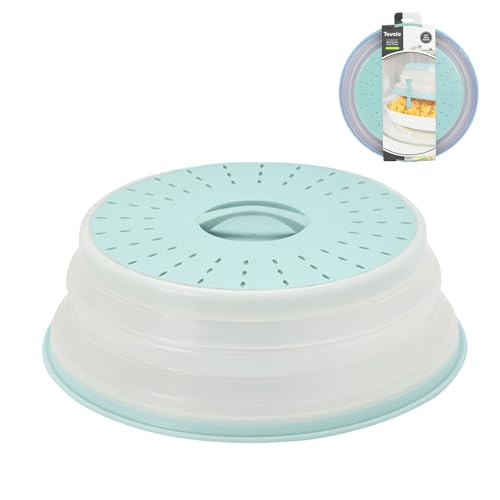 Tovolo Microwave Splatter Cover for Food Medium Blue Haze Dishwasher Safe, Collapsible Reusable Cover for Food in Microwave Uses BPA Free Safe Silicone,10 inch Vented Microwave Cover - color: Blue Haze, size: Medium (10 inch)