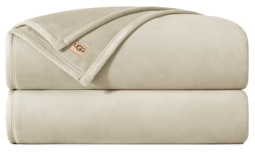 UGG Coco Queen Bed Blanket, Cozy Fleece Blanket, 90" x 92", Ivory | Fits Full and Queen Beds, Bedding Essentials, Housewarming Gift, Hypoallergenic Bedding, Guest Room Use, Everyday Use - color: Ivory, size: Queen