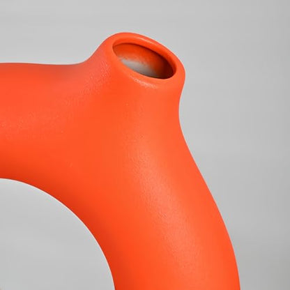 Modern Donut-Shaped Decorative Vases, Orange, Set of 2 (XL+L) - size: XL+L