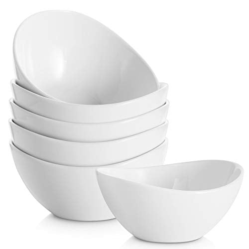 Samsle Porcelain Small Serving Bowls, 10 Ounce Dessert Bowls for Ice Cream Snacks Appetizer Candy Dishes, Dishwasher Safe Durable Ceramic White Bowl for Party, Set of 6 - size: Small（10oz）