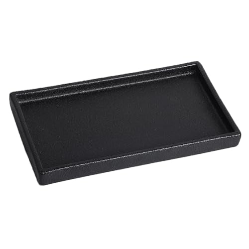 Bathroom Vanity Tray - 11'' Ceramic Rectangle Countertop Tray | Rough-Textured Heavy-Duty Organizer Plate for Perfume, Jewelry, Candles, Soap Dispenser, Kitchen Decorative Tray, Black - color: Black
