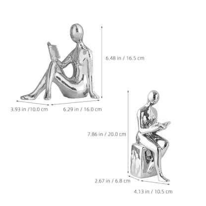 LIFKOME Art Decor Bookends Ceramic Reader Decoration Abstract Figurine Decoration for Bookshelf