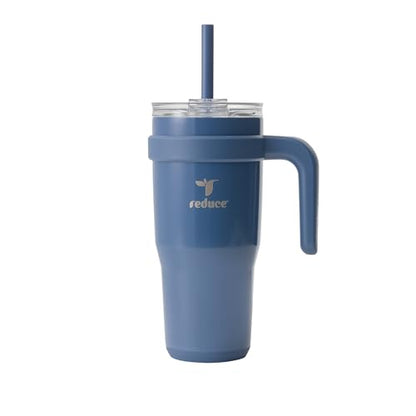 REDUCE 24oz Stainless Steel Tumbler w/Handle - Dishwasher Safe Travel Mug | Dual-wall vacuum insulated, sweat-proof lid, reusable straw, keeps drinks cold for 24 hrs, fits cupholders, Mineral Blue - color: Mineral Blue, size: 24 Ounces