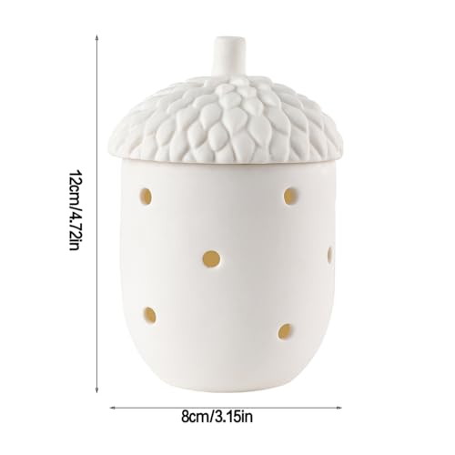 Ceramic Tea Light Holder Pinecone Jar Semi Translucent Unglazed White Gift Jar